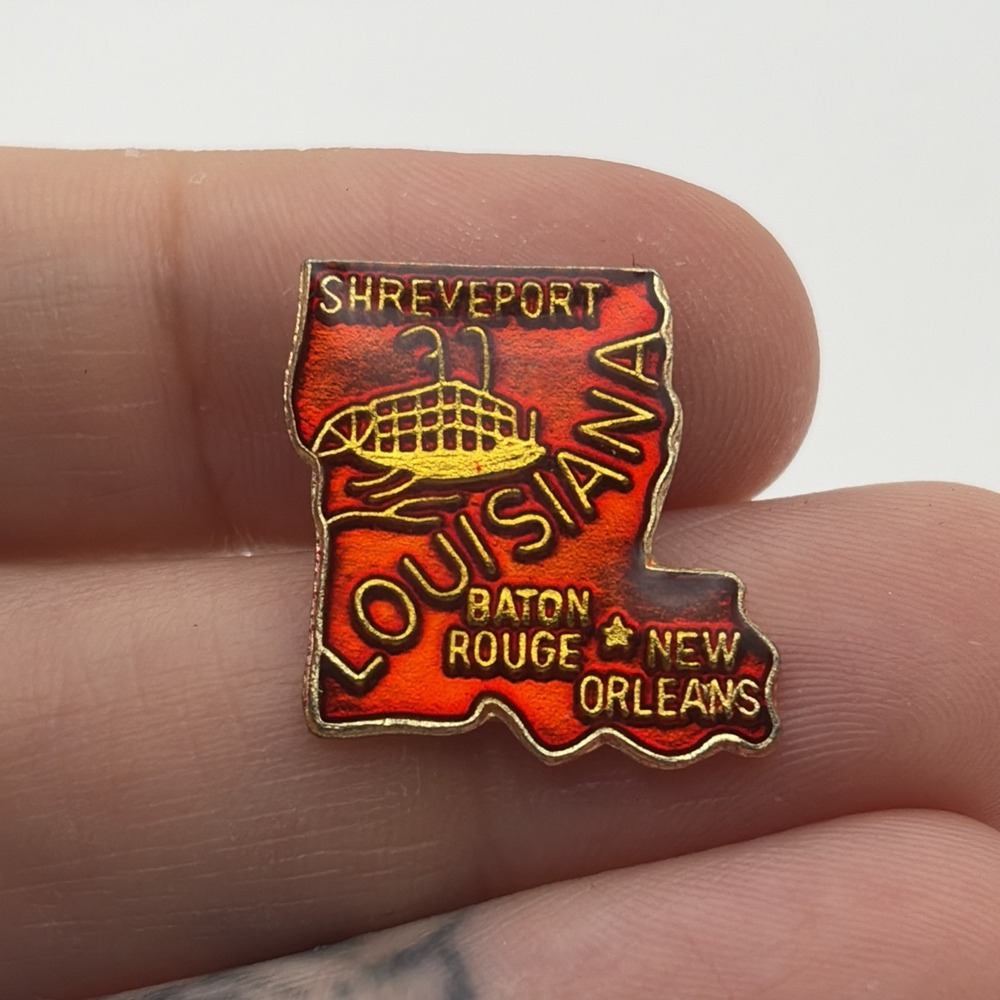 State Of Louisiana Outline Baton Rouge New Orleans Shreveport Lapel Hat Pin
